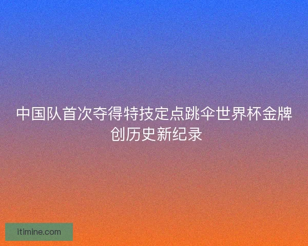 中国队首次夺得特技定点跳伞世界杯金牌 创历史新纪录